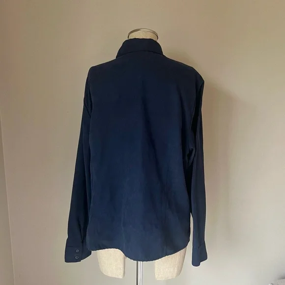 Faux suede navy blue button up blouse - shacket - Picture 7 of 9